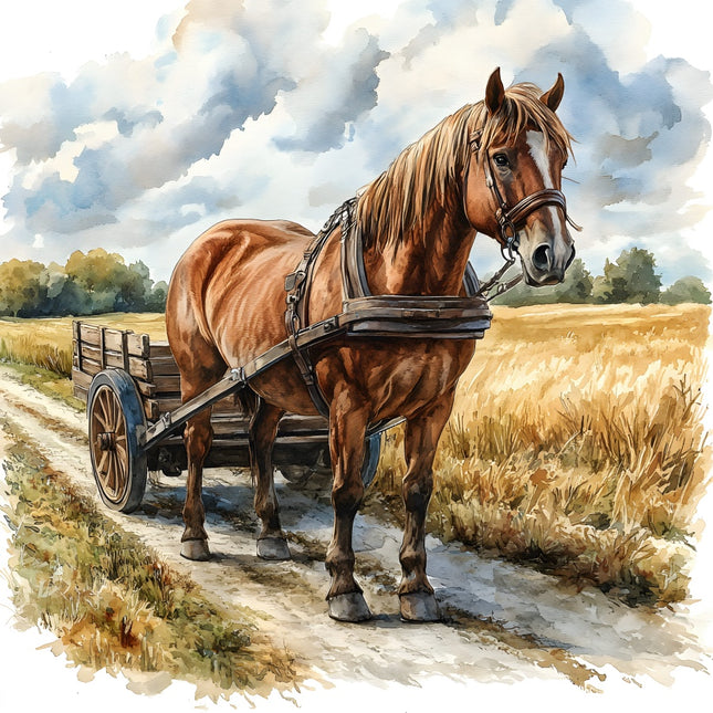 horse and wagon fabric panel