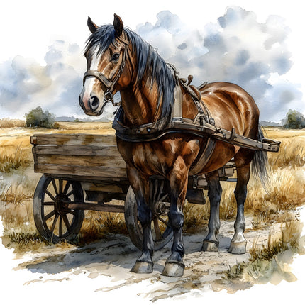 horse and wagon fabric panel