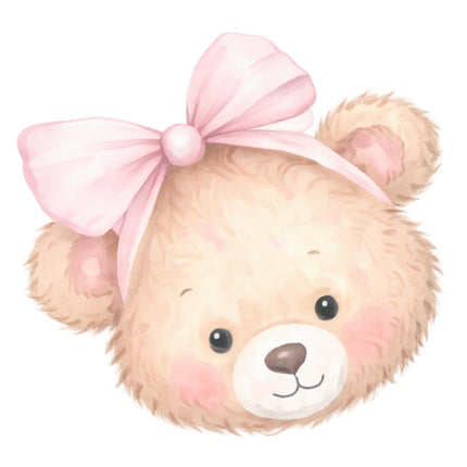 pink girl teddy bear quilt square