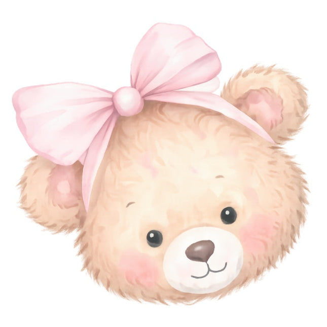 pink girl teddy bear quilt square