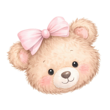 pink girl teddy bear quilt square