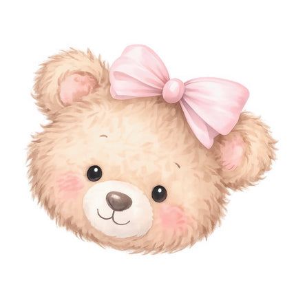 Girl Teddy Bear 100% Cotton Fabric Panel Block FLIP-AAB1423