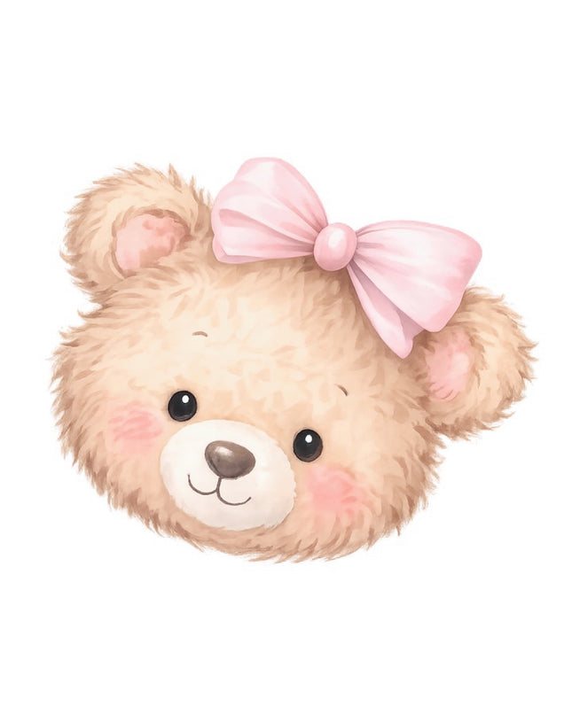 Girl Teddy Bear 100% Cotton Fabric Panel Block FLIP-AAB1423