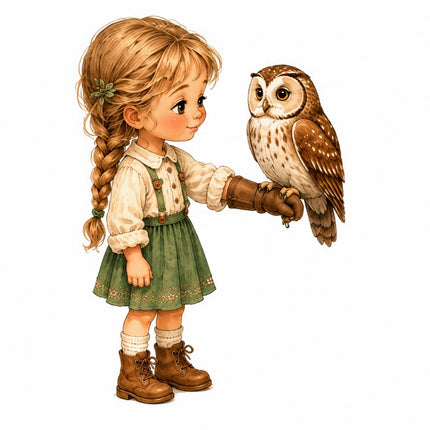 Girl & Owl 100% Cotton Fabric Panel Block Quilt Square FLIP-AAB1441