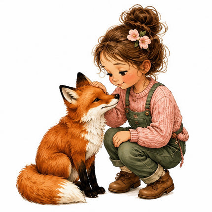 Girl & Fox 100% Cotton Fabric Panel Block Quilt Square FLIP-AAB1444