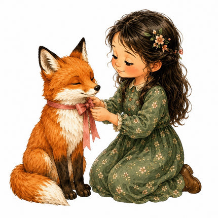 Girl & Fox 100% Cotton Fabric Panel Block Quilt Square FLIP-AAB1448