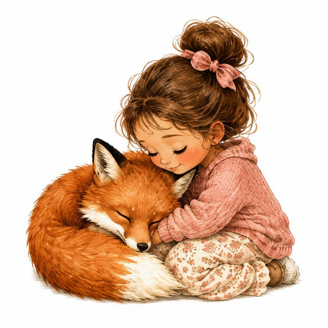 Girl & Fox 100% Cotton Fabric Panel Block Quilt Square FLIP-AAB1449