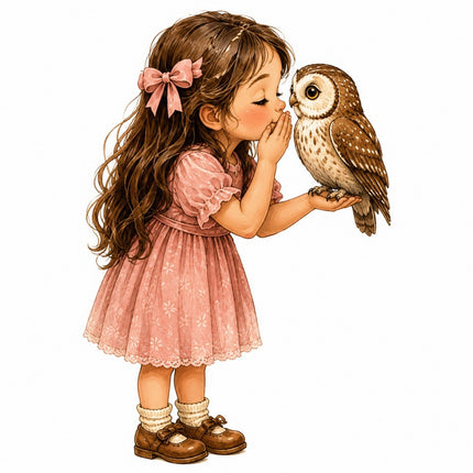 Girl & Owl 100% Cotton Fabric Panel Block Quilt Square FLIP-AAB1451
