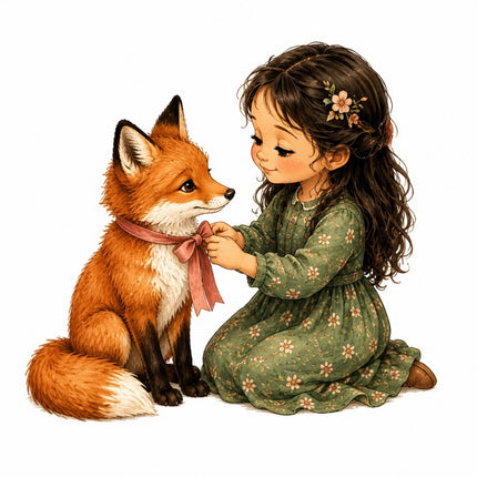Girl & Fox 100% Cotton Fabric Panel Block Quilt Square FLIP-AAB1453