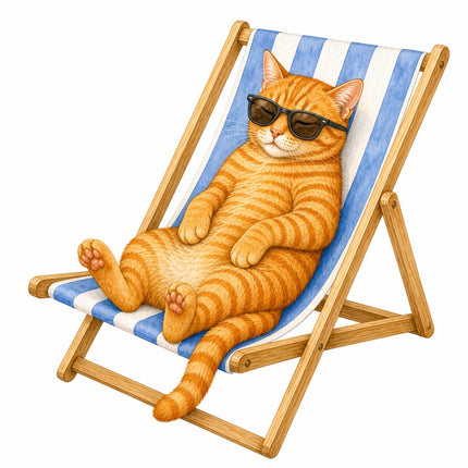 Orange Cat in Chair 100% Cotton Fabric Panel Block Quilt Square AAB1476