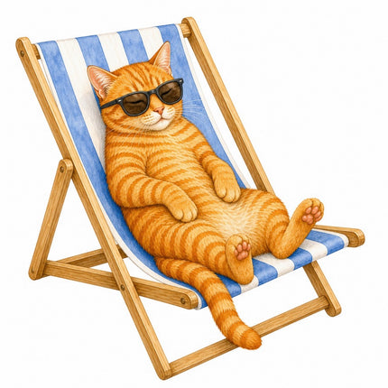 Orange Cat in Chair 100% Cotton Fabric Panel Block FLIP-AAB1476