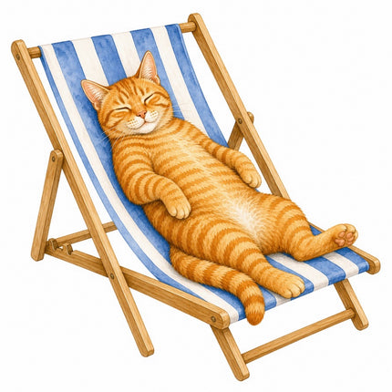 Orange Cat in Chair 100% Cotton Fabric Panel Block FLIP-AAB1477