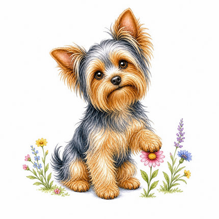 Yorkie Yorkshire Dog 100% Cotton Fabric Panel Block FLIP-AAB1492