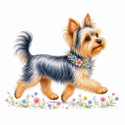 Yorkie Yorkshire Dog 100% Cotton Fabric Panel Block FLIP-AAB1493