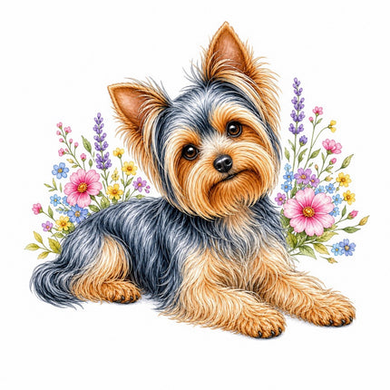 Yorkie Yorkshire Dog 100% Cotton Fabric Panel Block FLIP-AAB1497