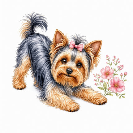 Yorkie Yorkshire Dog 100% Cotton Fabric Panel Block FLIP-AAB1500