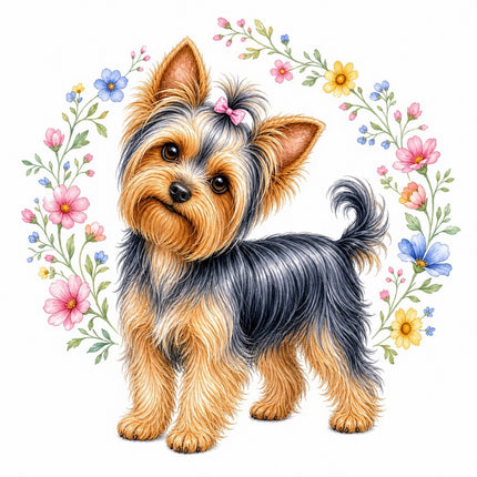 Yorkie Yorkshire Dog 100% Cotton Fabric Panel Block FLIP-AAB1505