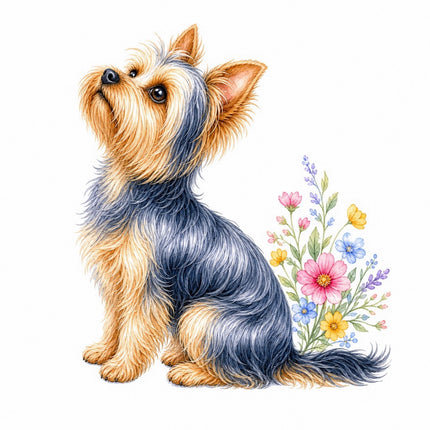 Yorkie Yorkshire Dog 100% Cotton Fabric Panel Block FLIP-AAB1509