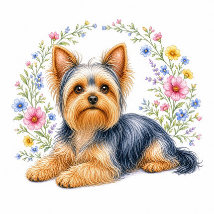 Yorkie Yorkshire Dog 100% Cotton Fabric Panel Block FLIP-AAB1510