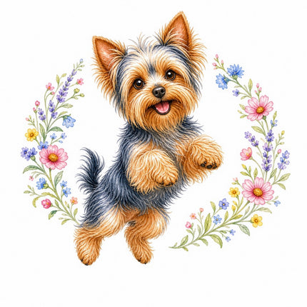 Yorkie Yorkshire Dog 100% Cotton Fabric Panel Block FLIP-AAB1511