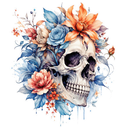 Floral Skull 100% Cotton Fabric Panel Block FLIP-AAB1535
