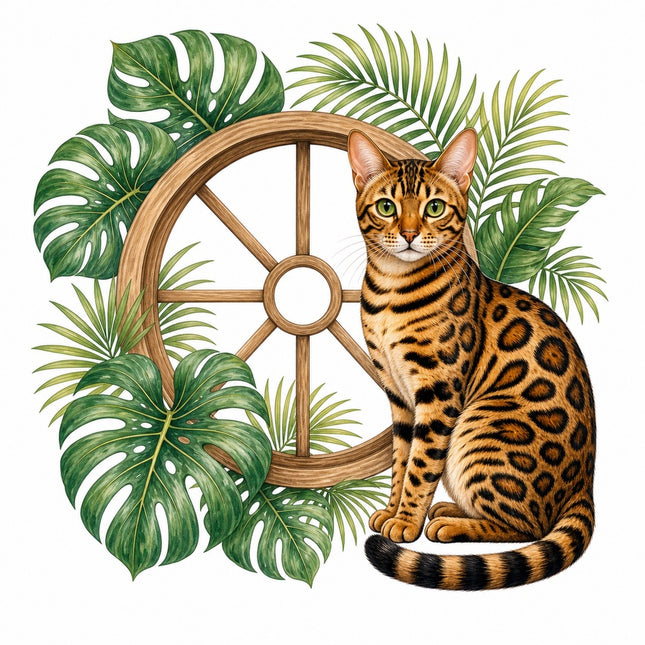 Bengal Cat 100% Cotton Fabric Panel Block Quilt Square AAB1536
