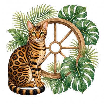 Bengal Cat 100% Cotton Fabric Panel Block Quilt Square FLIP-AAB1536