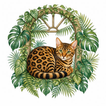 Bengal Cat 100% Cotton Fabric Panel Block Quilt Square FLIP-AAB1537