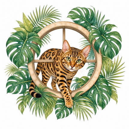Bengal Cat 100% Cotton Fabric Panel Block Quilt Square FLIP-AAB1538