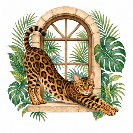 Bengal Cat 100% Cotton Fabric Panel Block Quilt Square FLIP-AAB1539