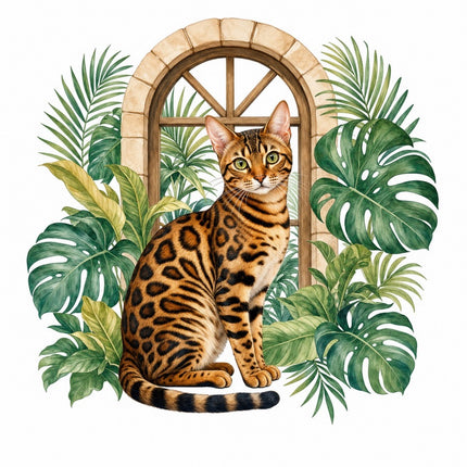Bengal Cat 100% Cotton Fabric Panel Block Quilt Square FLIP-AAB1540