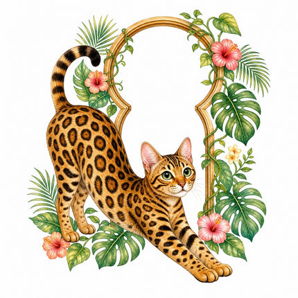 Bengal Cat 100% Cotton Fabric Panel Block Quilt Square FLIP-AAB1542