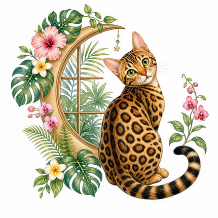 Bengal Cat 100% Cotton Fabric Panel Block Quilt Square FLIP-AAB1544