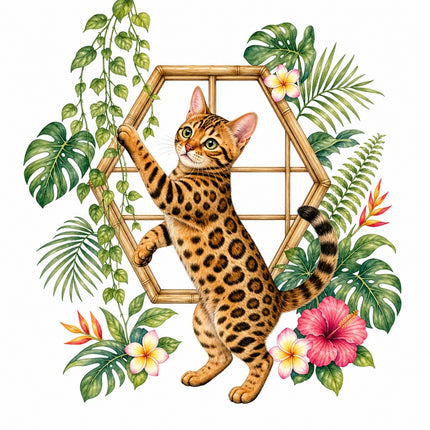bengal cat fabric panel