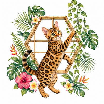 Bengal Cat 100% Cotton Fabric Panel Block Quilt Square FLIP-AAB1545