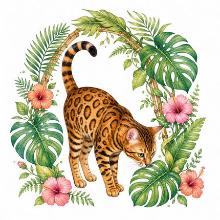 Bengal Cat 100% Cotton Fabric Panel Block Quilt Square FLIP-AAB1547