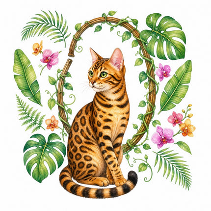Bengal Cat 100% Cotton Fabric Panel Block Quilt Square FLIP-AAB1548