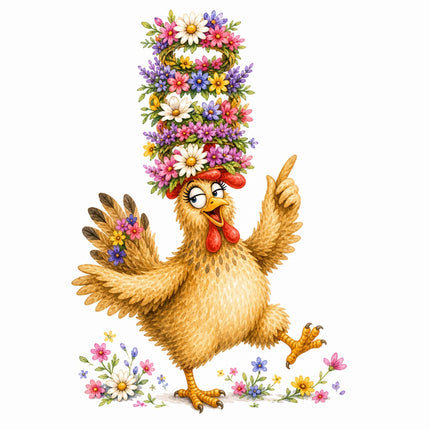 funny chicken fabric panel