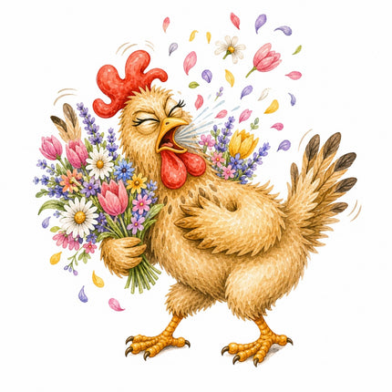 funny chicken fabric panel
