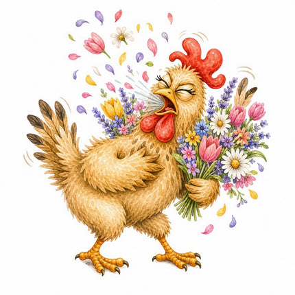 Whimsical Chicken 100% Cotton Fabric Panel Block FLIP-AAB1552