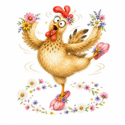 funny chicken fabric panel
