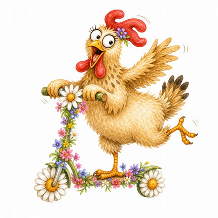 funny chicken fabric panel