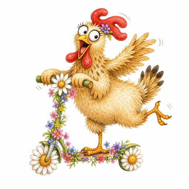 funny chicken fabric panel