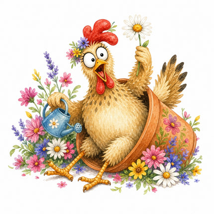 funny chicken fabric panel
