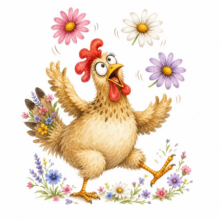 funny chicken quilt square
