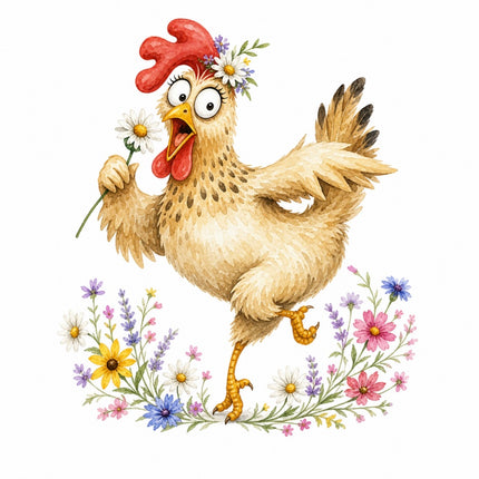 funny chicken quilt square