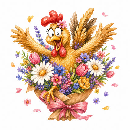 funny chicken fabric panel