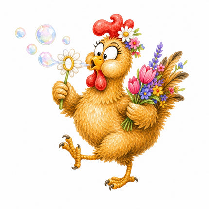 funny chicken fabric panel