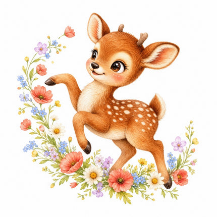 Deer Fawn 100% Cotton Fabric Panel Block Quilt Square FLIP-AAB1570