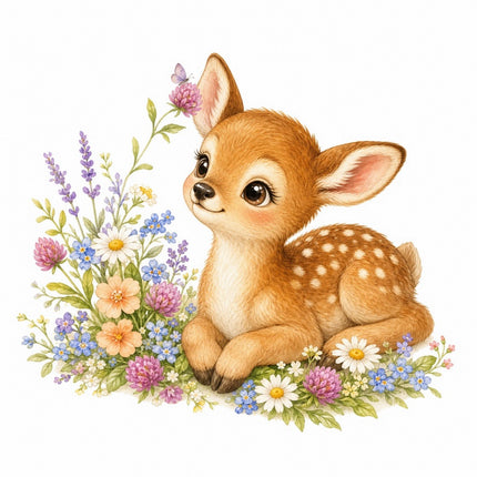 Deer Fawn 100% Cotton Fabric Panel Block Quilt Square FLIP-AAB1572